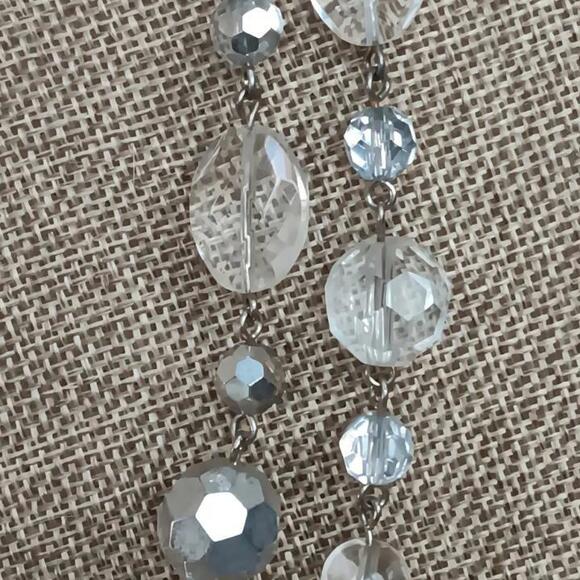 Cookie Lee clear glass bead necklace multi-faceted crystals Varied Shapes, 36" - Picture 7 of 9